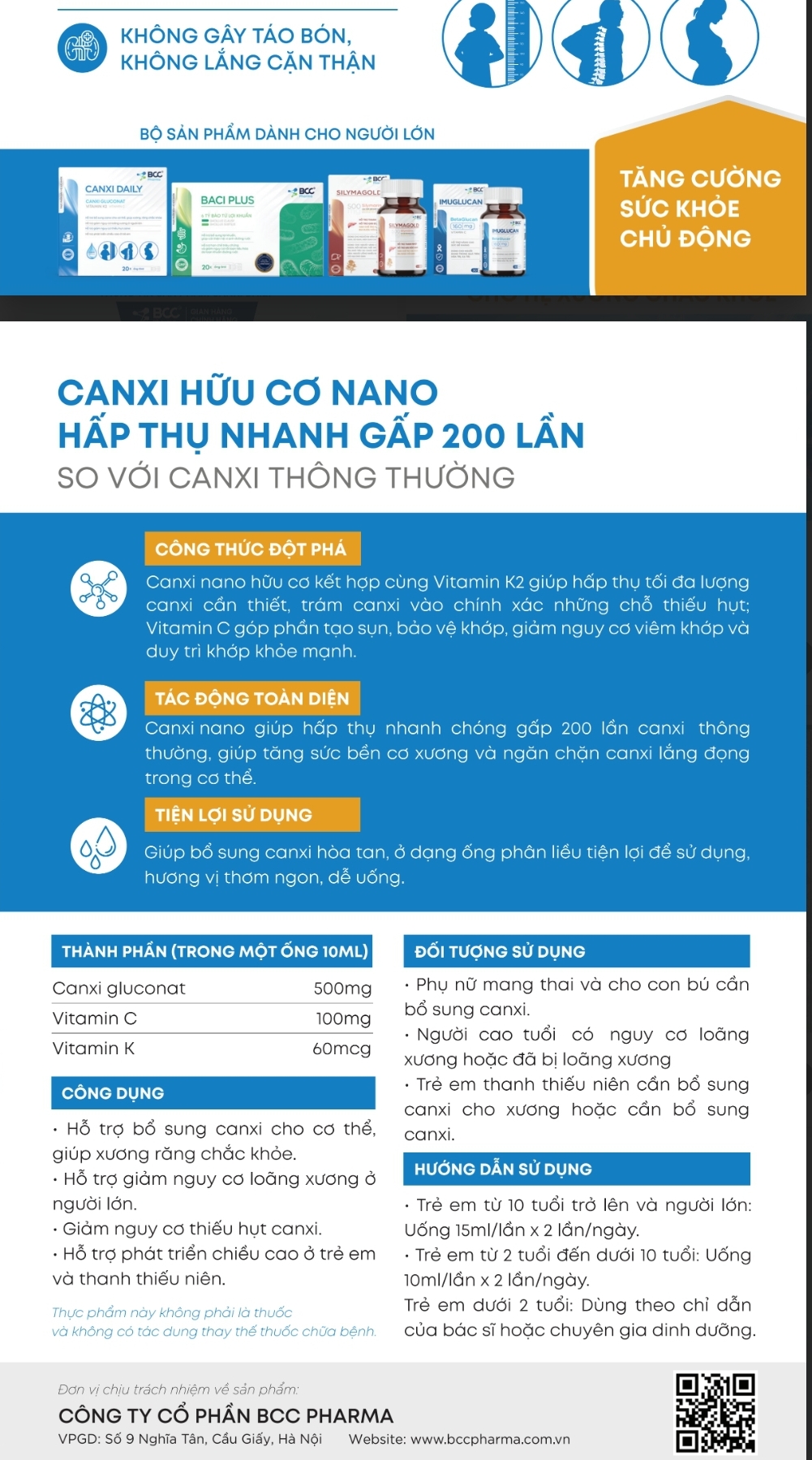 CANXI DAILY – NANO CANXI HỮU CƠ CHO HỆ XƯƠNG CHẮC KHỎE ( hộp 20 ống 10ml )