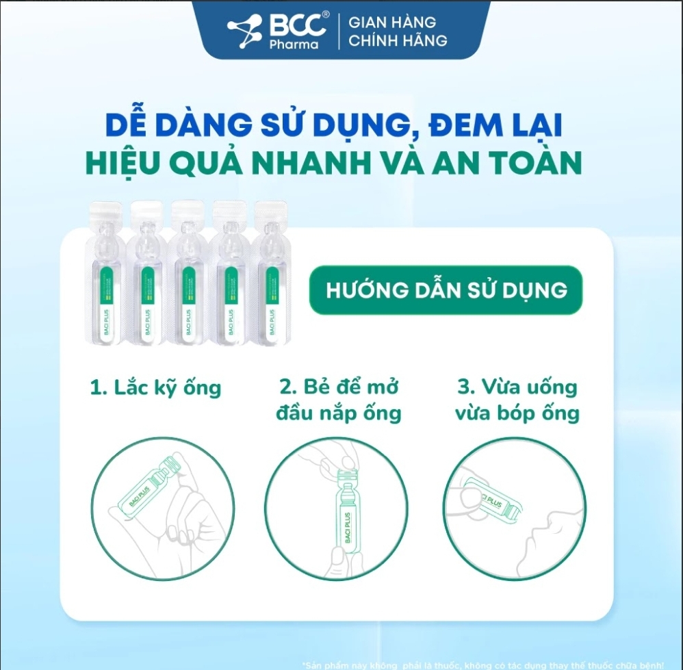 BACIPLUS – MEN VI SINH BÀO TỬ LỢI KHUẨN THẾ HỆ MỚI ( hộp 20 ống 5ml )