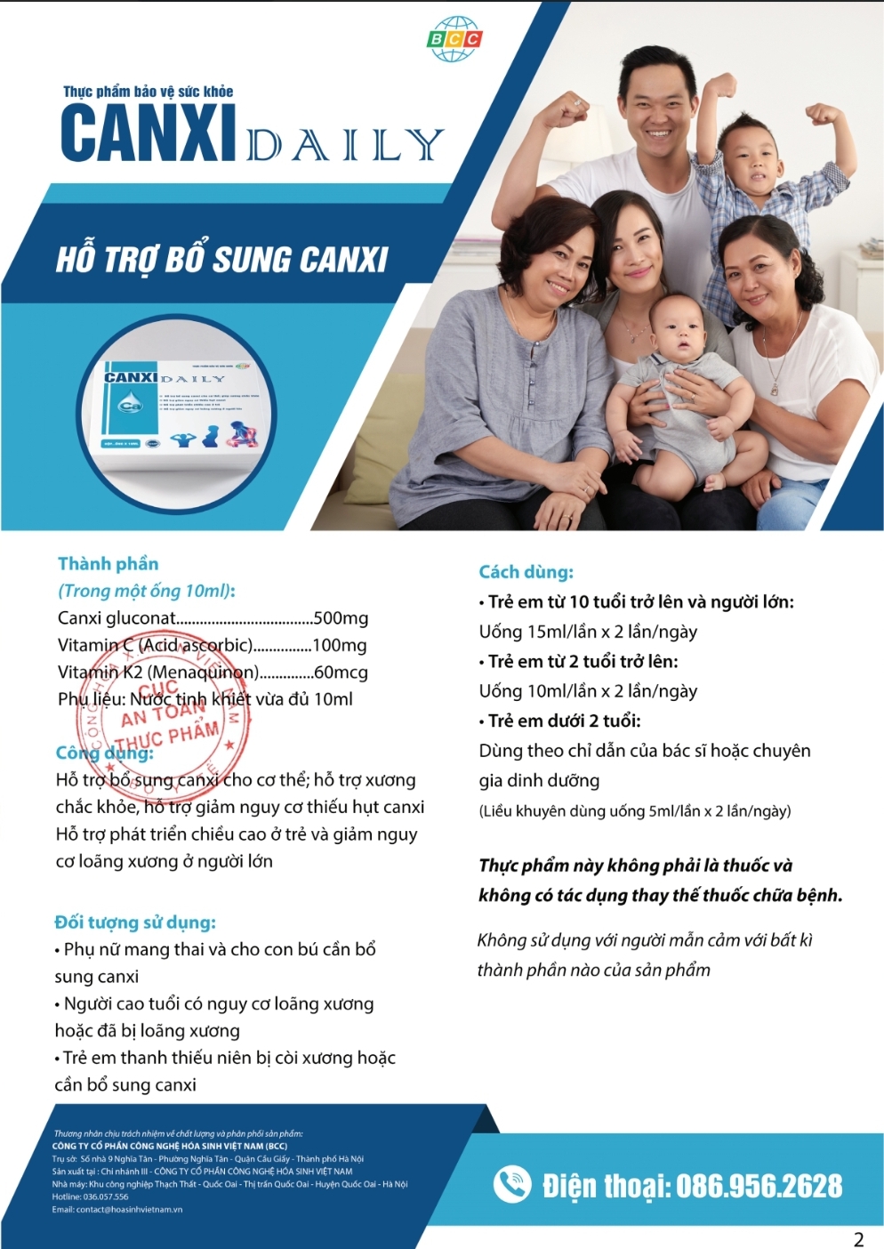 CANXI DAILY – NANO CANXI HỮU CƠ CHO HỆ XƯƠNG CHẮC KHỎE ( hộp 20 ống 10ml )