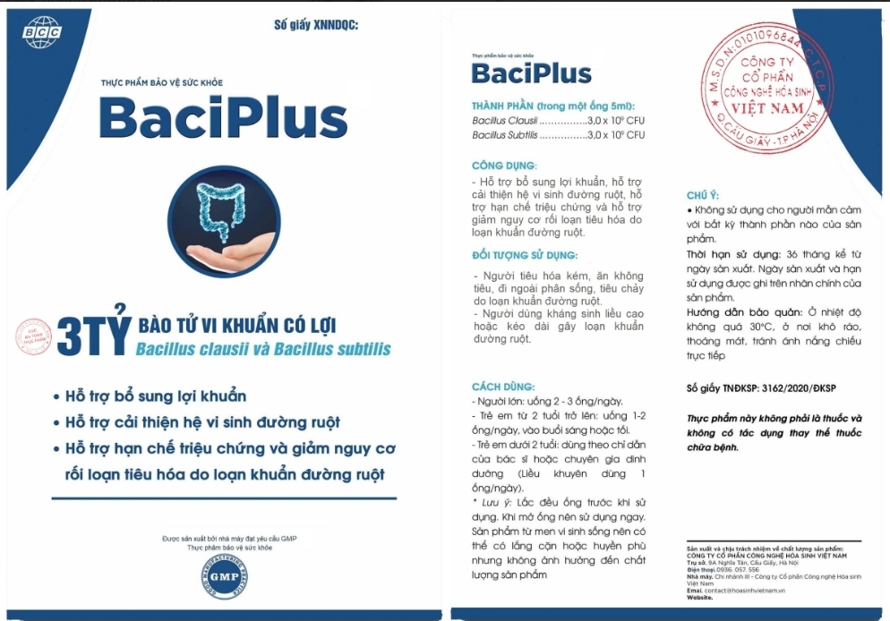 BACIPLUS – MEN VI SINH BÀO TỬ LỢI KHUẨN THẾ HỆ MỚI ( hộp 20 ống 5ml )